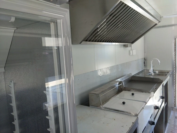 custom built mobile restaurant trailer with a kitchen